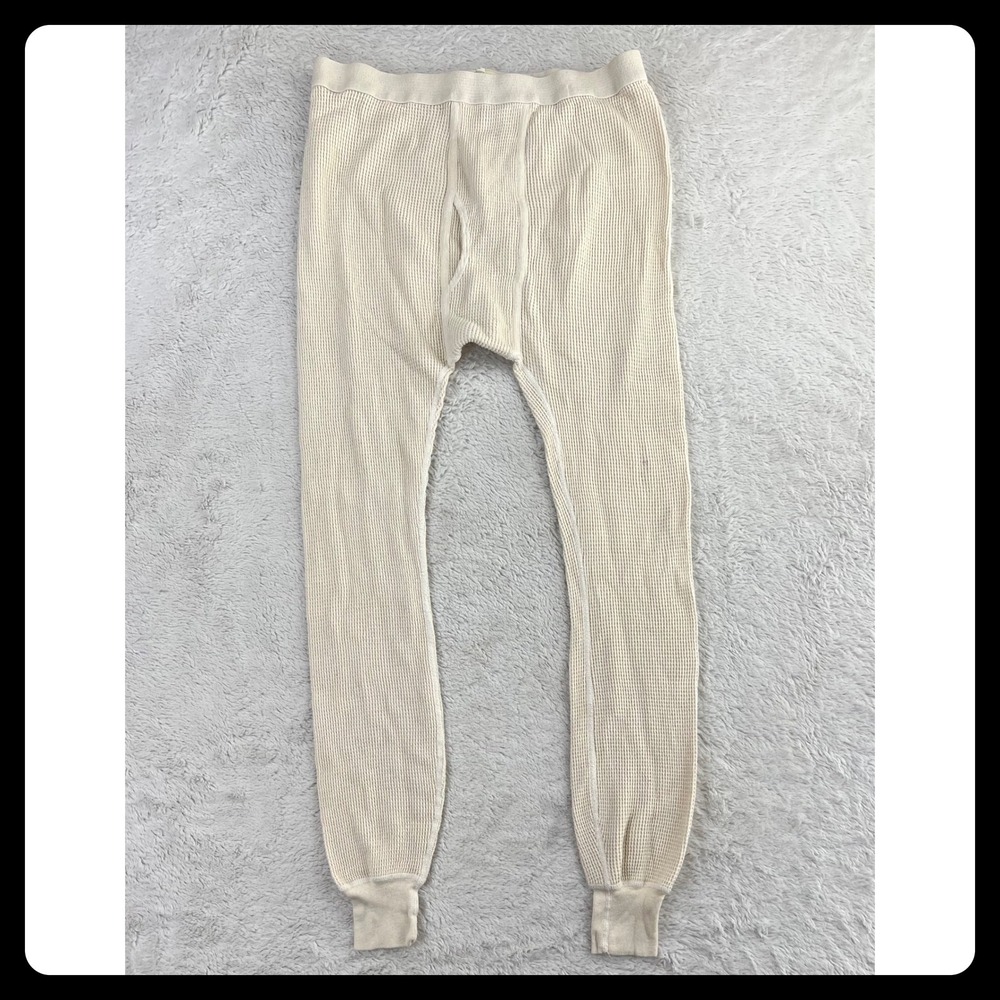 Northwest Territory Thermal Long Johns Men 2XL Cream 100% Cotton Waffle Knit USA